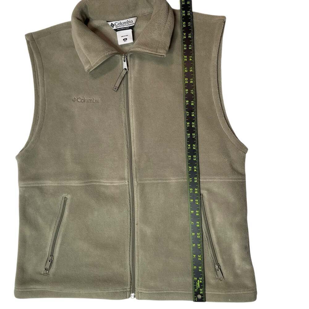Columbia Fleece Vest Mens Medium Tan Full Zip Outdoor - Picture 4 of 7